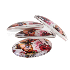 Schmetterling bedruckte Glas ovale Cabochons GGLA-N003-18x25-C39