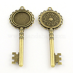 Tibetischer Stil Schlüssel Legierung große Anhänger Fassungen für Cabochon TIBEP-S289-23AB-NR