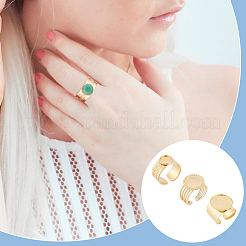 3 stücke 3 arten 304 edelstahl offene manschette finger ring cabochon einstellungen STAS-UN0059-66G