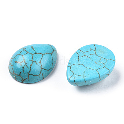 Handwerksfunde gefärbte synthetische türkisfarbene Edelsteine mit flachem Rücken Teardrop Cabochons TURQ-S270-30x40mm-01