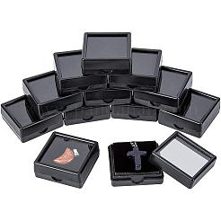 Benecreat 24pcs Samt Edelstein Vitrine Quadrat Diamant Edelstein Schmuck Aufbewahrungsbox Organizer Fall mit Samt innen schwarz OBOX-BC0001-03