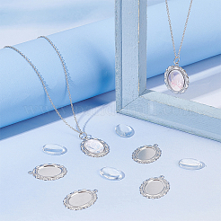 50 Stück chirurgischer Edelstahl 316 Anhänger Cabochon-Fassungen STAS-UN0049-60