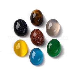 Natürlicher gelber Achat/grauer Achat/blauer Achat/grüner Onyx-Achat/Tigerauge/synthetischer Goldfluss/Goldfluss-Cabochons G-H001-15