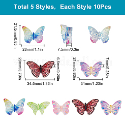 50 Stück 5 Stile sprühbemalte Decoden-Cabochons aus Harz RESI-SC0003-44