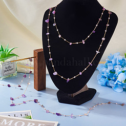 3 м наборы для изготовления ожерелья из кусочков натурального аметиста и АБС-пластика с имитацией жемчуга&nbsp;CHC-TA0001-30D