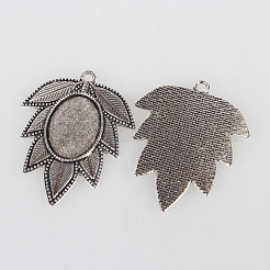 Tibetischer Stil Legierung Blatt Anhänger Fassungen X-TIBEP-N003-44AS