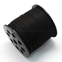 Eco-Friendly Faux Suede Cord, Faux Suede Lace, with Glitter Powder, Black, 2.7x1.4mm, about 100yards/roll(300 feet/roll)