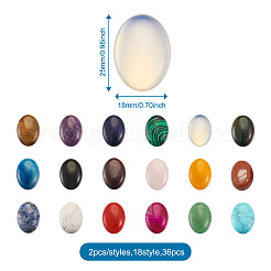36 Stück Cabochons aus natürlichen und synthetischen Edelsteinen im 18-Stil G-FW0001-07