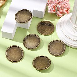 Flache runde tibetischer Stil Brosche Fassungen für Cabochon TIBE-S178-AB-NR