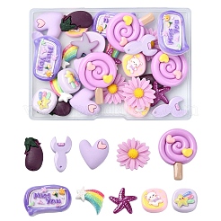 30 Stück 10 Stile undurchsichtige Harz-Decoden-Cabochons CRES-YW0002-16
