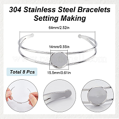 8 Stück 304 Edelstahl-Armbandfassungen MAK-SC0001-28