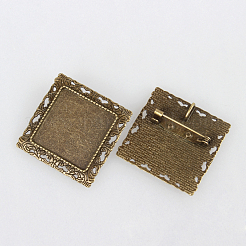 Weinlese Legierung  Broschennadeln cabochon lünette Fassungen PALLOY-N0085-03AB-NF