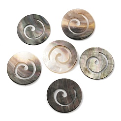 Natürliche schwarze Lippenmuschel-Wirbel-Cabochons SHEL-M019-04