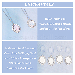 50 Stück chirurgischer Edelstahl 316 Anhänger Cabochon-Fassungen STAS-UN0049-60