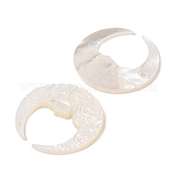 Natürliche weiße Muschel-Cabochons geschnitzt SSHEL-C012-11
