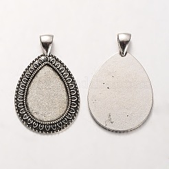 Tibetische Legierung Teardrop Anhänger Cabochon Fassungen PALLOY-J494-24AS