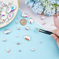 94 Stück 6 Stil Strass-Cabochons aus Glas mit spitzem Rücken RGLA-FG0001-07
