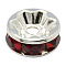 Rondelle Silver Brass Grade A Rhinestone Spacer Beads, Straight Flange, Siam, 6x3mm, Hole: 1mm