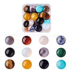 24 Stück Cabochons aus natürlichen und synthetischen Edelsteinen im 12-Stil G-FW0001-05