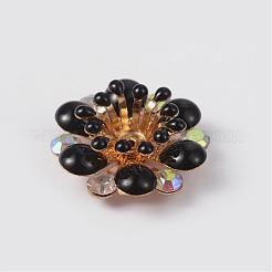 Blume Messing Strass Emaille Fassungen für Cabochon KK-K114-FGM-G