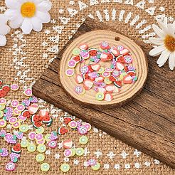 1800 Stück 6 Stil Obst Thema handgemachte Fimo Nail Art Dekoration CLAY-YW0001-22