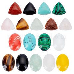 18 Stück 18 Stile natürliche und synthetische gemischte Edelstein-Cabochons G-FH0001-45