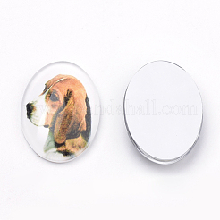 Welpenfoto Flatback Glas Cabochons X-GGLA-S034-25x18-034