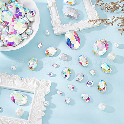 94 Stück 6 Stil Strass-Cabochons aus Glas mit spitzem Rücken DIY-FG0003-64