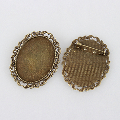 Weinlese Legierung  Broschennadeln cabochon lünette Fassungen PALLOY-N0085-15AB-NF