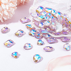 64 Stück 4 Stil Strass-Cabochons aus Glas mit spitzem Rücken RGLA-FG0001-08
