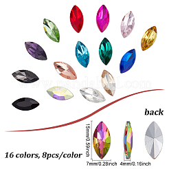 128 Stück 16 Farben Glas Strass Cabochons RGLA-FG0001-17