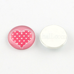 Halbrund / Kuppel Herzmuster Glas Klebstein BlumeCabochons für DIY-Projekte GGLA-Q037-10mm-47