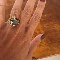 Legierung Multi-Mondstein Fingerringe für Damen FS-WG1D73B-04