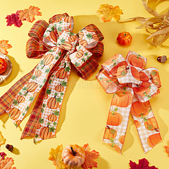 4 шт. 2 стиля тыквенный узор полиэстер бант дисплей украшение DIY-CA0004-37