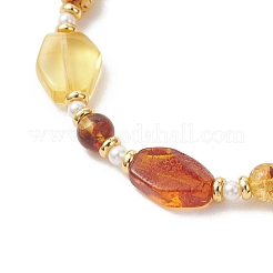 Браслеты из натурального янтаря и жемчуга с градиентным переходом цвета для женщин.&nbsp;BJEW-JB13553