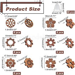 36 шт. 6 шт. фурнитура для сережек-гвоздиков из орехового дерева MAK-NB0001-11