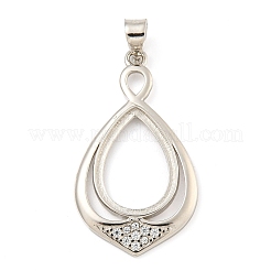925 Sterling Silber Micro Pave klare Zirkonia offene Rückseite Lünette Anhänger Cabochon-Fassungen STER-B005-25P