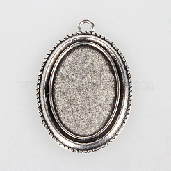 Tibetischen Stil Anhänger cabochon Fassungen mit antiken metallic Farbe und erhöht Skulptur sind voller Retro-Stil X-TIBEP-O006-13AS