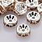 Rondelle Silver Brass Grade A Rhinestone Spacer Beads, Straight Flange, Light Peach, 6x3mm, Hole: 1mm