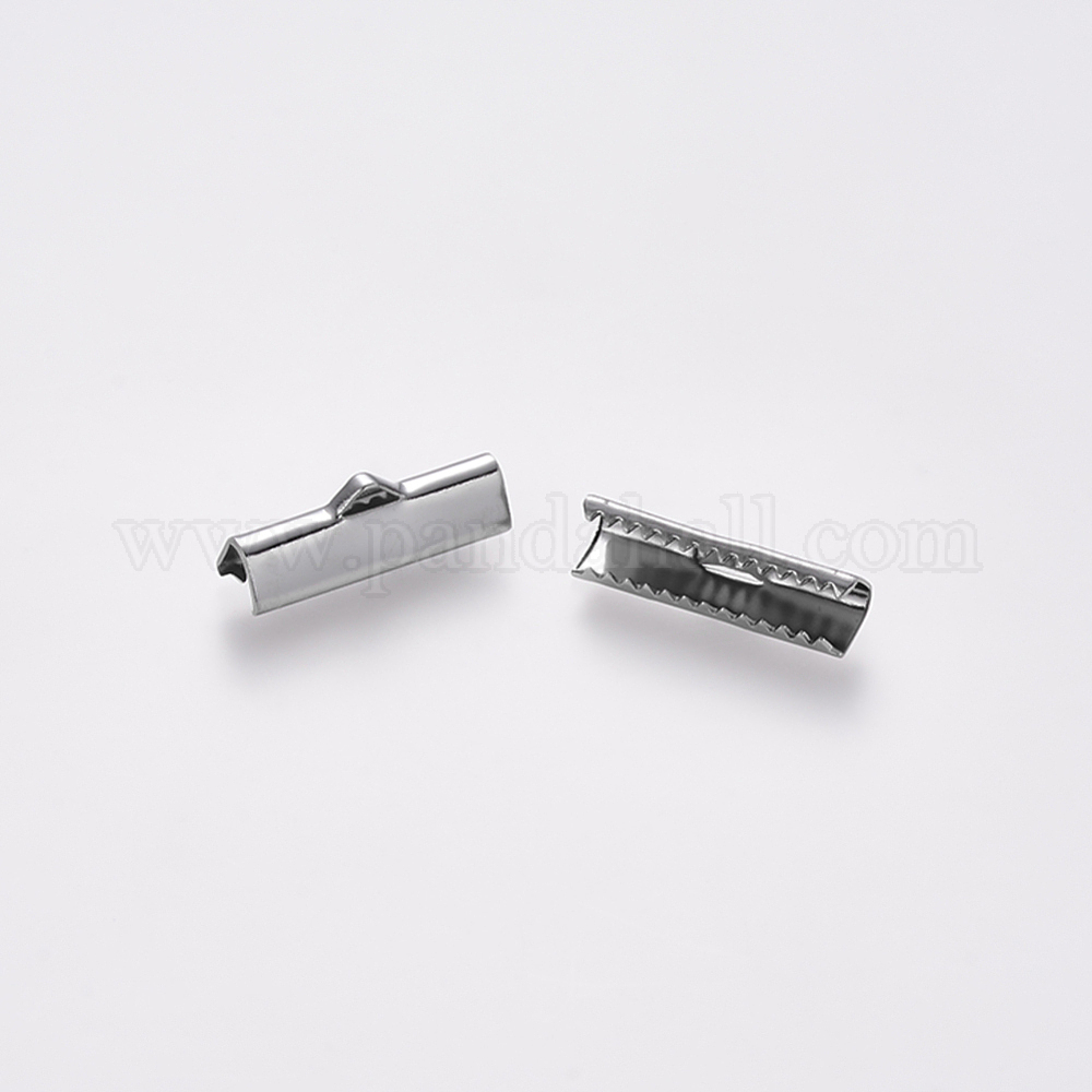 Wholesale Non Tarnish Stainless Steel Ribbon Crimp Ends Pandahall