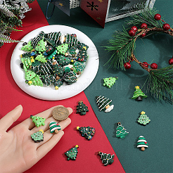 60 Stück 10 Stile Weihnachtsmotiv opake Harz Decoden Cabochons RESI-SC0005-65