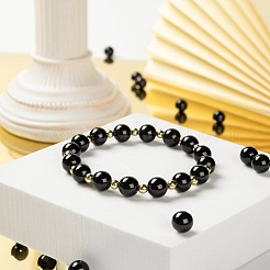 100pcs 8mm natürliche schwarze Turmalin runde Perlen DIY-LS0002-41
