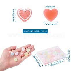 60 Stück 6 Farben Harz Cabochons Zubehör RESI-YS0001-03