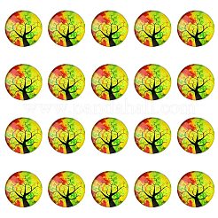 Halbrund / Dom Baummuster Glas flatback BlumeCabochons für DIY-Projekte GGLA-YW0001-14M