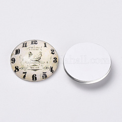 Cabochons aus bedrucktem Glas mit flachem Rücken X-GGLA-Q056-022-25mm