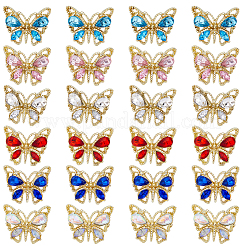 30 Stück 6 Farben Legierung Strass Cabochons MRMJ-SC0001-19
