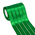 Односторонняя атласная лента, Полиэфирная лента, зелёные, 1 дюйм (25 мм) в ширину, 25yards / рулон (22.86 м / рулон), 5 рулоны / группа, 125yards / группа (114.3 м / группа) RC25mmY019