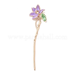 Legierung Emaille Lotus Haarstäbchen OHAR-PW0006-24F