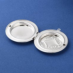 Rack-Beschichtung Messing-Medaillon-Anhänger Cabochon-Fassungen KK-F090-06S