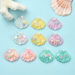 10 Stück 5 Farben Ozean-Thema durchscheinende Harz-Cabochons RESI-YW0001-52